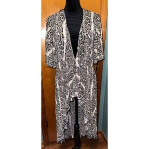 LIFE Love Is For Eternity Snakeskin Print Lace Back Duster Swimsuit Cover Up L